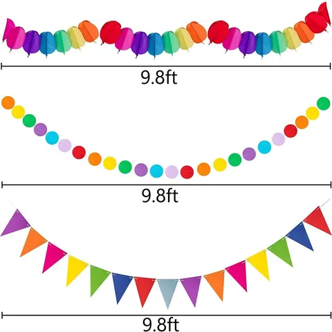 Juego de Decoración para Fiesta Mexicana Abanicos de Papel Multicolor Pom Poms Banner para Cumpleaños Carnaval Decoración