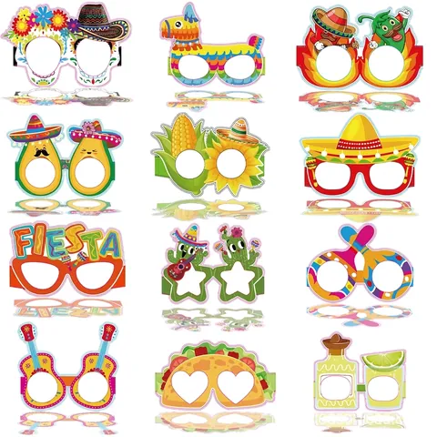 Mexican Fiesta Party Decoration Paper Glasses Cactus Piñata Cinco De Mayo Costume Photo Booth Props Multicolor Eyewear Decoration