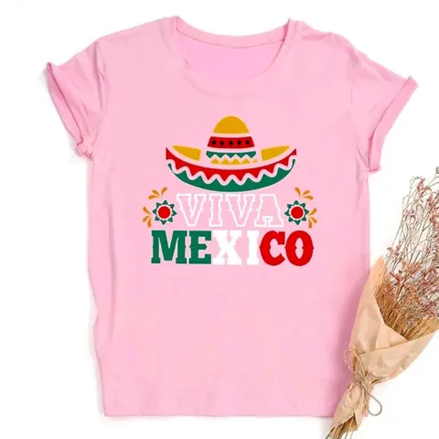 Maglietta da Donna con Stampa Grafica Viva Messico Sombrero Messicano Girocollo Manica Corta Top Casual Festivo Giorno Indipendenza
