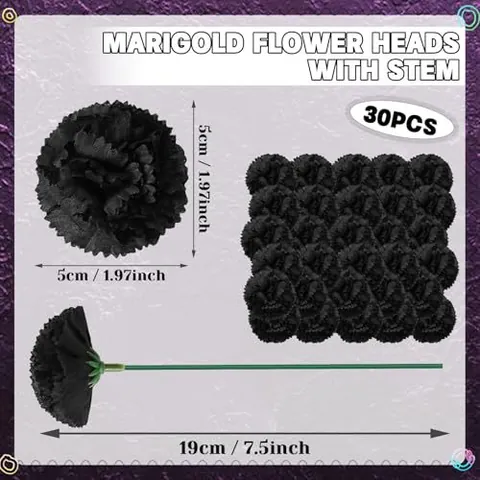 Testa di Fiore di Tagete in Seta Artificiale Con Gambo per Il Giorno Dei Morti Halloween Fai da Te Decorazione Ghirlanda
