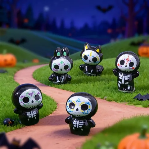 Mini Figuritas de Esqueleto de Resina Día De Muertos Calavera de Azúcar Paisaje DIY Adornos de Coche Escritorio Halloween Fiesta Decoración