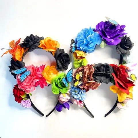 Serre-tête Fleur Artificielle Papillon Couronne Florale Pour Carnaval Halloween Décoration De Fête Femmes