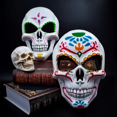 Day Of The Dead Skull Mask Halloween Masquerade Party Decor Digital Printed Scary Full Face Costume Accessory