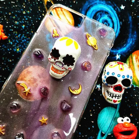 Mexican Sugar Skull Resin Charms Halloween Day Of Dead DIY Jewelry Making Accessories Painted Skull Pendant For Necklace Phone Case Decoration