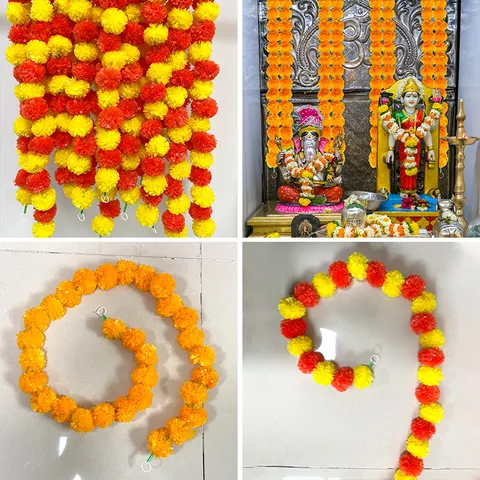 Artificial Marigold Flower Garland Halloween Mexico Day Of The Dead India Diwali Wedding Party Decoration Floral Hanging Vine