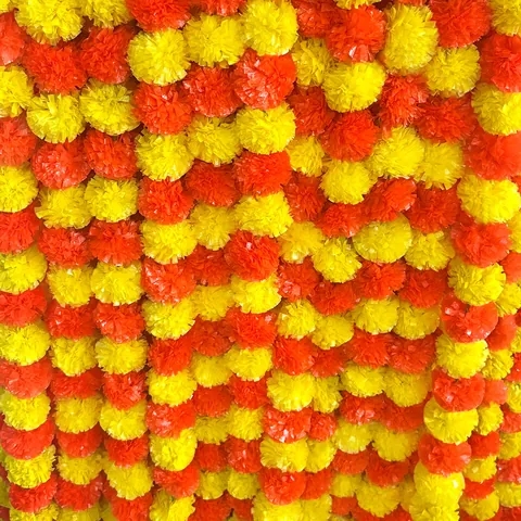 Guirnalda de Flores de Cempasúchil Artificial 150 Decoración Tradicional India Para Diwali Halloween Día De Los Muertos Celebración Hogar Boda