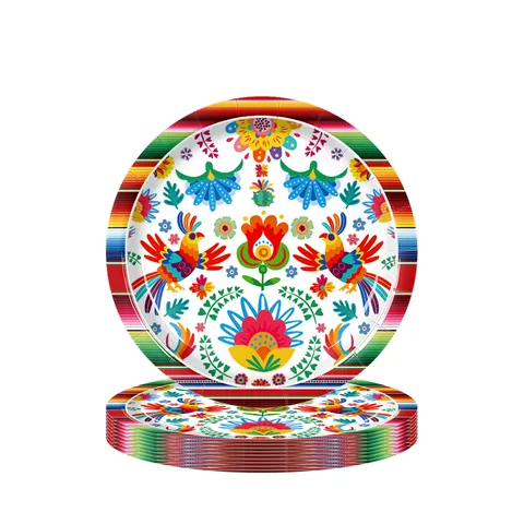 Mexikanische Fiesta Tag Der Toten Partyartikel Otomi Blumenmuster Bedruckte Pappteller Servietten Tischdecke Einweggeschirr