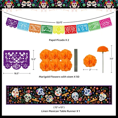 Set Decorazione Giorno Dei Morti Messicano Papel Picado Banner Calendula Fiori Farfalla Runner Tavola Halloween Festa Decorazione Altare