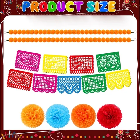 Tag der Toten Dekoration Mexikanische Studentenblumen Monarchenschmetterling Papel Picado Banner Girlande Für Dia de los Muertos Party Altar Deko
