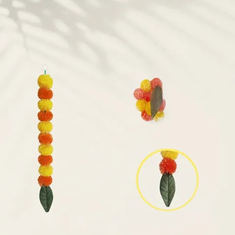 Ghirlanda di Fiori di Tagete Artificiali Decorazione per Matrimonio Indiano Giorno dei Morti Messicano Fiori di Plastica Appesi Con Campane