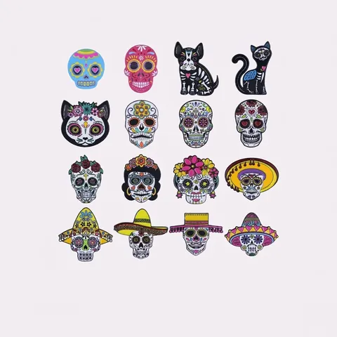 Messicano Giorno Dei Morti Spilla Teschio di Zucchero Lega di Zinco Smalto Pin Distintivo Colorato Floreale Gioielli Halloween