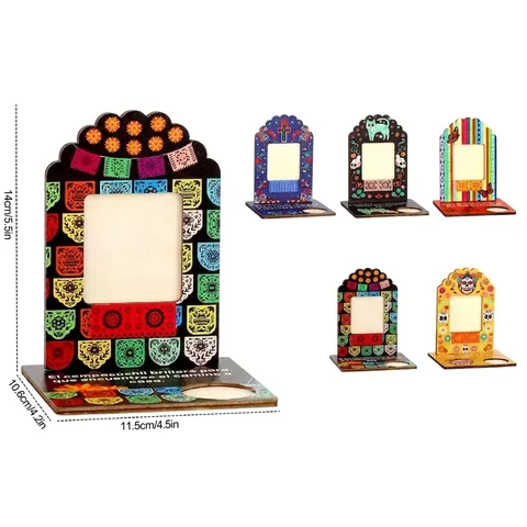 Mexican Day Of The Dead Wood Photo Frame Ornament Sugar Skull Altar Table Decoration For Halloween Festival Home Decor