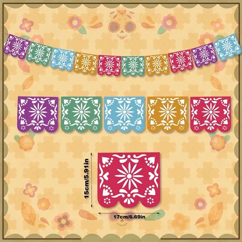 Mexikanisches Tag Der Toten Banner Ausgehöhlt Papel Picado Bunte Fiesta Party Dekoration Sombrero Kaktus Girlande Dekor