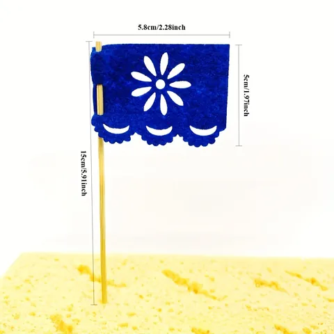 Tag Der Toten Filz Kuchendeko Mexikanische Party Dekorationen Papel Picado Stil Hohl Heraus Blumen Holz Dessert Picks Für Feier