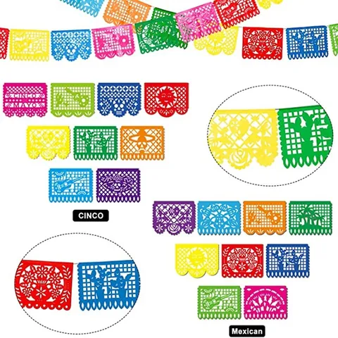 Mexikanische Fiesta Papel Picado Banner Mehrfarbig Ausschnitt Vliesstoff Girlande Für Tag Der Toten Karneval Party Dekorationen