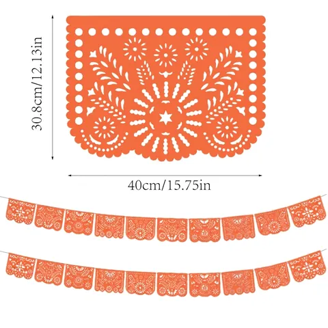 Messicano Papel Picado Striscione Plastica Quadrato Decorazioni Sospese Giorno Dei Morti Halloween Festa Raccolto Colorato Floreale