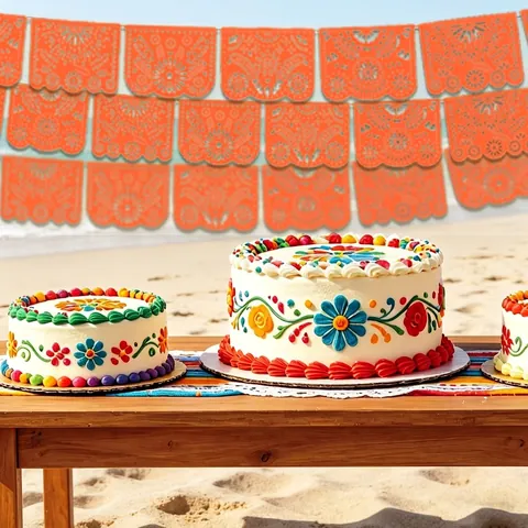 Messicano Papel Picado Striscione Plastica Quadrato Decorazioni Sospese Giorno Dei Morti Halloween Festa Raccolto Colorato Floreale