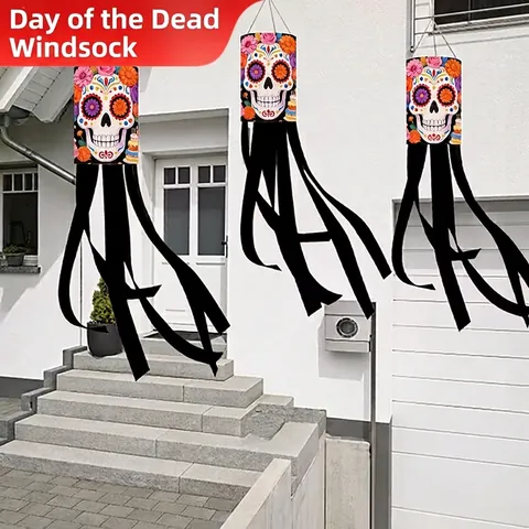 Σημαία Ανεμούριο Ημέρα Των Νεκρών Halloween Εξωτερική Διακόσμηση Κήπου Πολυεστέρας Σχέδιο Ζαχαρωτό Κρανίο