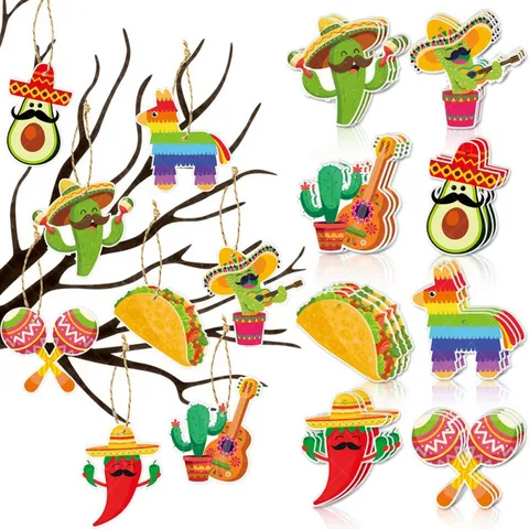 Mexikanische Fiesta DIY Hängende Ornamente Papier Kaktus Chili Taco Avocado Banner Für Cinco de Mayo Party Dekorationen Foto Requisiten