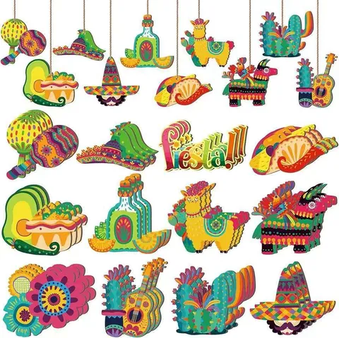 Cinco De Mayo Holzdekoration Mexikanische Fiesta Karneval Zubehör Kaktus Lama Gitarre Sombrero Ornamente Haus Baum Dekor