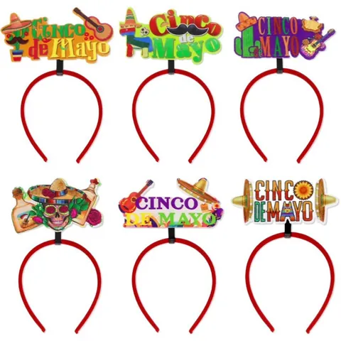 Serre-tête Mexicain Cinco De Mayo Fête Sombrero Guitare Cactus Crâne Feutre Accessoires Cheveux Pour Femmes Hommes Enfants