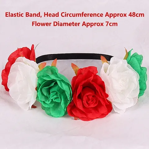 Serre-tête Floral de Noël pour Femmes Coiffe Rose Mexicaine Fête Festive Accessoires Cheveux en Tissu Arc-en-ciel