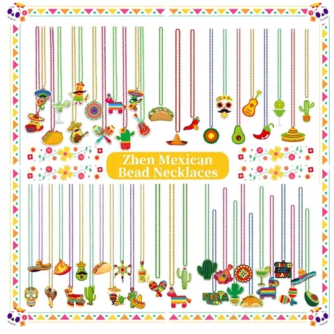 Cinco De Mayo Festive Party Bead Necklace Set For Kids Adults Multicolor DIY Mexican Holiday Theme Decoration Gift