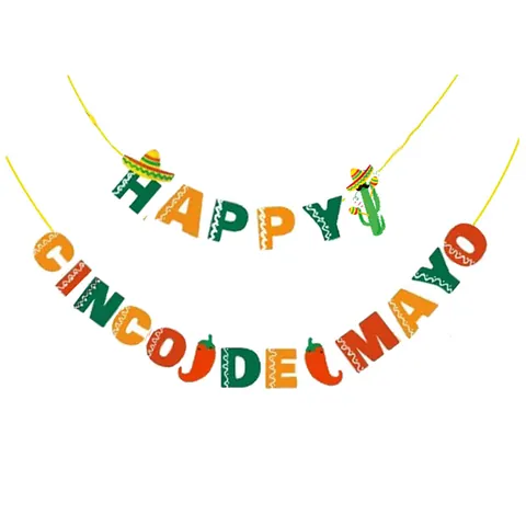 Mexikanisches Cinco De Mayo Party Deko Set Papier Fiesta Banner Kaktus Chili Taco Sombrero Cupcake Toppers Hängende Wirbel Für Festival Event Deko