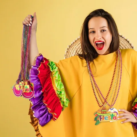 Cinco De Mayo Festive Party Bead Necklace Set For Kids Adults Multicolor DIY Mexican Holiday Theme Decoration Gift