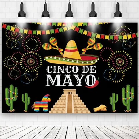 Toile De Fond Fiesta Mexicaine Cinco De Mayo Décorations De Fête Coloré Mexique Festival Photographie Fond Tissu Polyester