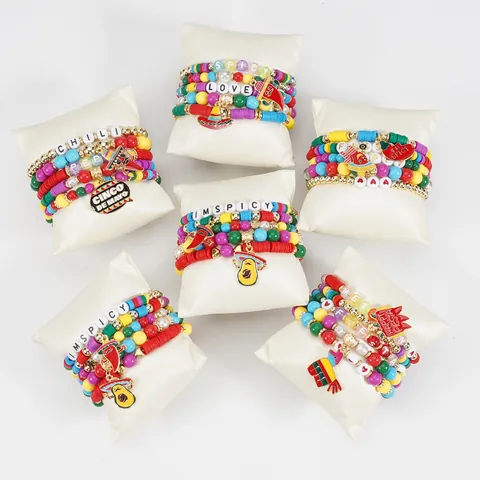 Cinco De Mayo Perlen Stretch Armband Set Mexikanische Chili Sombrero Pinata Anhänger Armband Fiesta Party Schmuck Für Damen