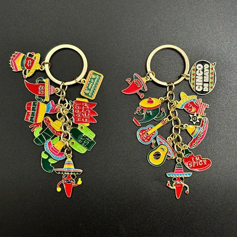 Μεξικάνικο Μπρελόκ Fiesta Cinco De Mayo Σμάλτο Κράμα Ψευδαργύρου Τσίλι Κάκτος Sombrero Μενταγιόν Αξεσουάρ Μόδας Δώρα Πάρτι