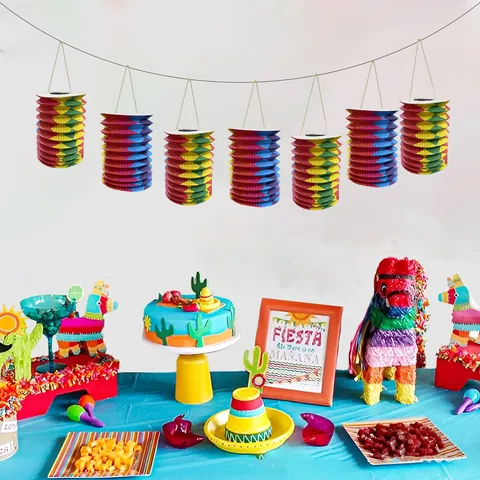 Lanterne di Carta a Fisarmonica per Fiesta Messicana Banner Appesi Colorati Ghirlanda Pieghevole per Decorazioni per Feste di Compleanno Matrimonio