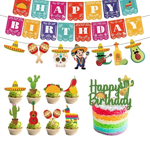 Mexican Fiesta Party Supplies Set Cinco De Mayo Paper Plates Cups Napkins Tablecloth For Carnival Party Decor Birthday Tableware