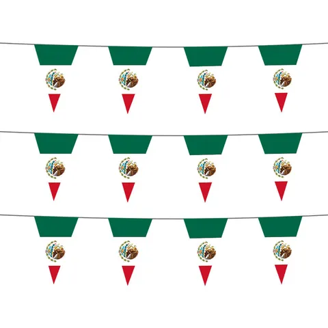 Mexique Drapeau National Bannière en Polyester Vert Blanc Rouge Tricolore Avec Emblème National Pour Fête de l'Indépendance Événements Sportifs
