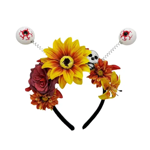 Halloween Gruseliges Sonnenblumen Haarreif Mit Hüpfenden Augäpfeln Simulation Blume Horror Geist Kopfschmuck Für Maskerade Karneval Party Cosplay Zubehör