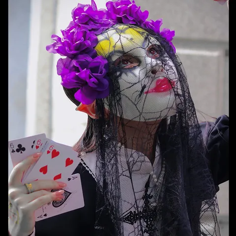 Mexican Day of the Dead Mask With Purple Roses Black Lace Veil Halloween Horror Skull Mask For Cosplay Masquerade Party Costume Prop
