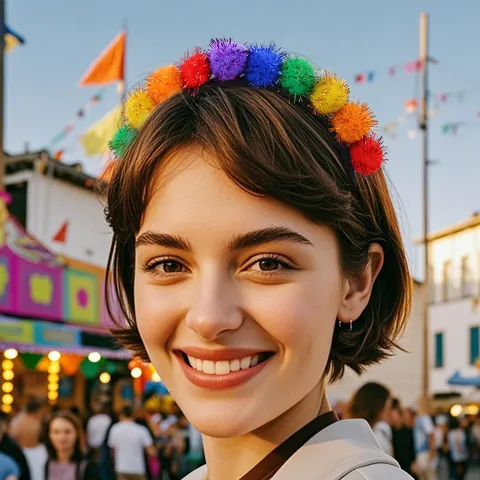 Diadema de Pompones de Oropel Arcoíris Accesorio de Pelo Festivo para Carnaval Diadema de Disfraz Colorida para Unisex Accesorios de Fiesta