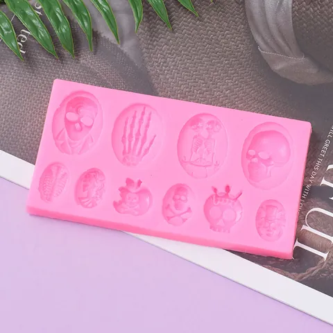 Moule en Silicone Halloween Crâne Main de Squelette Fondant Rose Chocolat DIY Décoration de Pâtisserie Moule à Gâteau Fête Maison