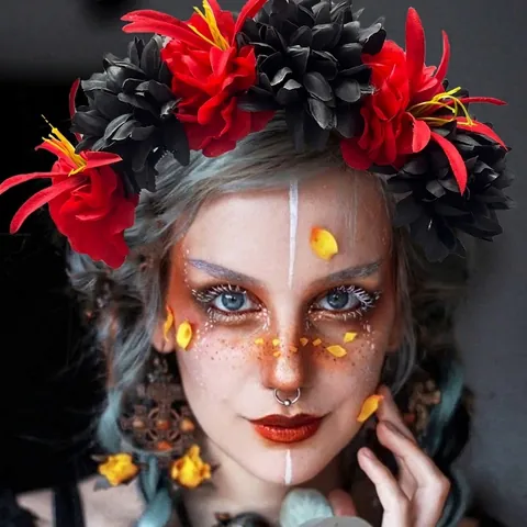 Serre-Tête Fleurs De Souci Artificielles Halloween Pour Fête Jour Des Morts Coiffure Florale Accessoire Costume