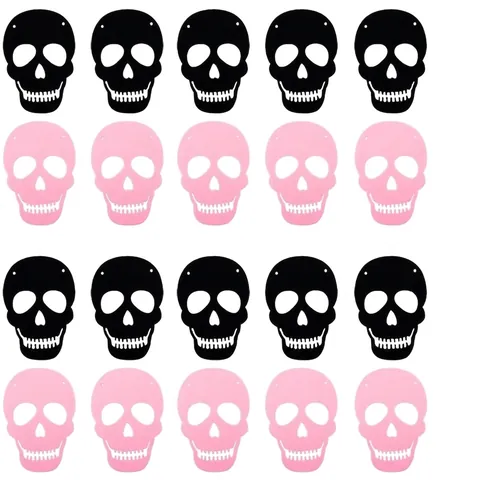 Striscione di Teschi con Occhi a Cuore per Halloween Ghirlanda Rosa e Nera per Decorazioni Feste Tema San Valentino