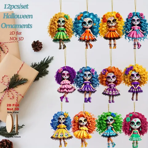 Ornements En Bois De Crâne De Sucre Jour Des Morts Décorations Suspendues D'Halloween Style Mexicain Pour Cadeau De Fête À La Maison