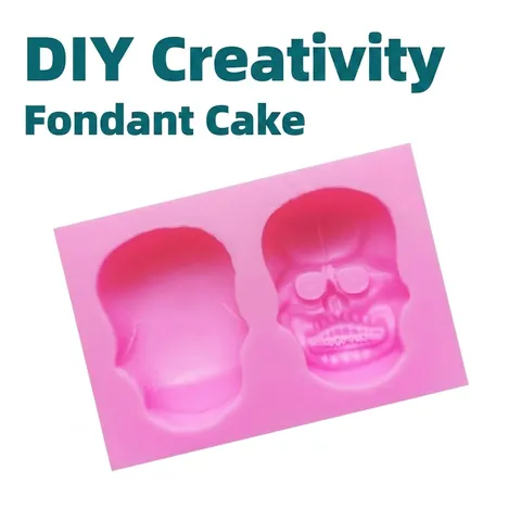 Halloween Totenkopf Silikonform Für Fondant Tortendekoration Schokolade DIY Backen Handwerk Rosa 3D Totenkopf Maske Süßigkeitenform
