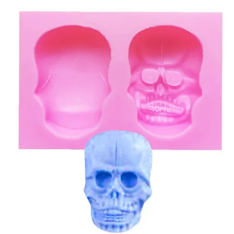 Halloween Totenkopf Silikonform Für Fondant Tortendekoration Schokolade DIY Backen Handwerk Rosa 3D Totenkopf Maske Süßigkeitenform