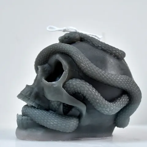 Molde de Silicona de Calavera Envuelta por Serpiente para Velas Jabón Resina Fondant Bricolaje Gótico Halloween