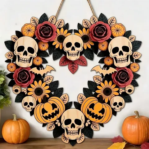 Halloween Wooden Sign Day Of The Dead Sugar Skull Girl Face Hanging Decor Vintage Rose Flower Door Hanger Wood Festive Ornament
