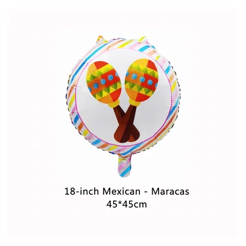 Mexicano Fiesta Tema Papel De Aluminio Globos Redondos Sombrero Taco Chile Pinata Bandera Letra Globos Para Carnaval Fiesta Decoración