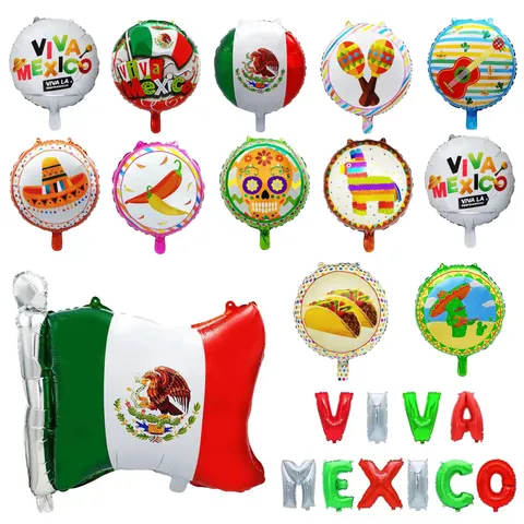 Mexico Nationale Vlag Aluminiumfolie Ballonnen Mexicaanse Onafhankelijkheidsdag Carnaval Festival Party Decoraties Viva Mexico Viering Ornamenten