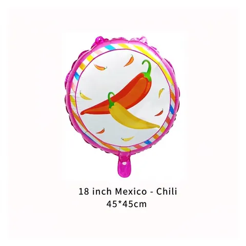 Ballons de Fête Mexicaine en Feuille d'Aluminium Motif Cactus Sombrero Piment Pour Décoration de Célébration de Carnaval