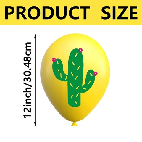 Mexicaanse Thema Gele Latex Ballonnen Met Groene Cactus Patroon Voor Baby Verjaardagsfeestje Decoraties Zomer Evenement